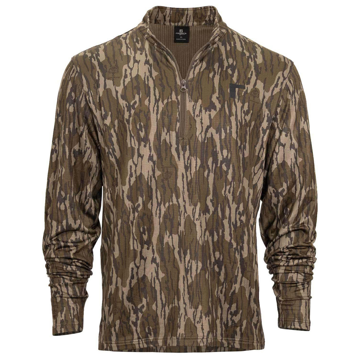 Image of the Rogers Static Thermal 1/4 Zip Mock Neck Baselayer in Mossy Oak Original Bottomland