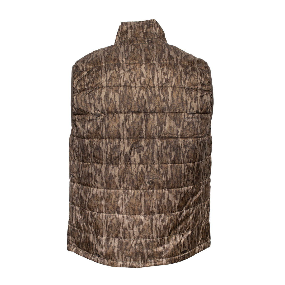 Rogers Camo Puff-E Electric Vest Back Image in Mossy Oak Bottomland