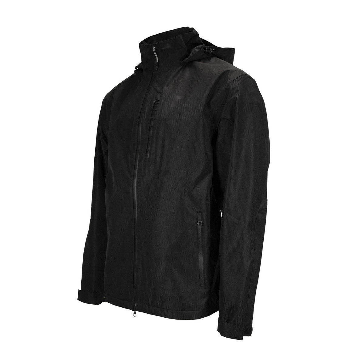 tilted image of Rogers Sporting Goods Storm Stopper Rain Shell in Black.