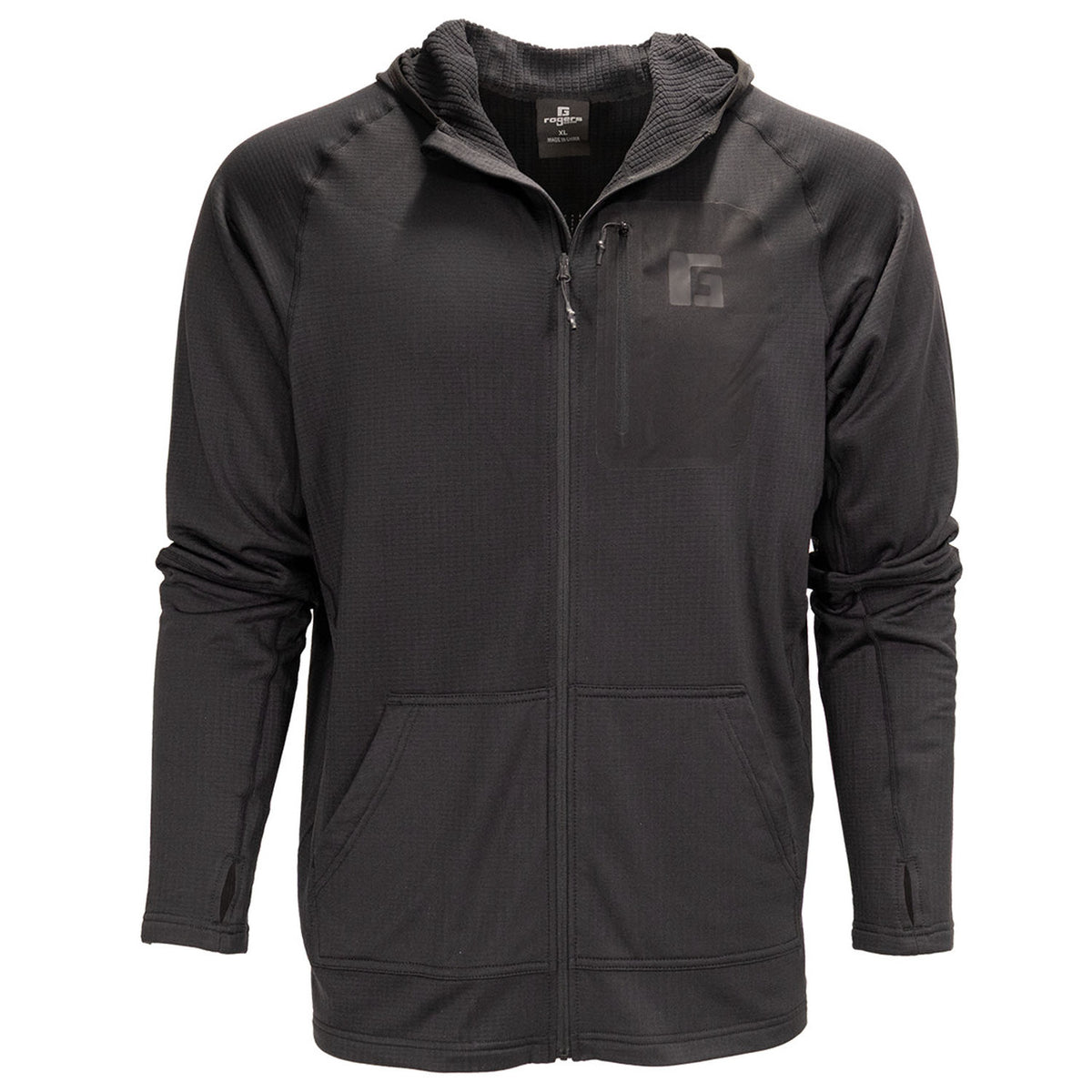 Image of Rogers Elite Full Zip Heavy Grid Hoodie in Black