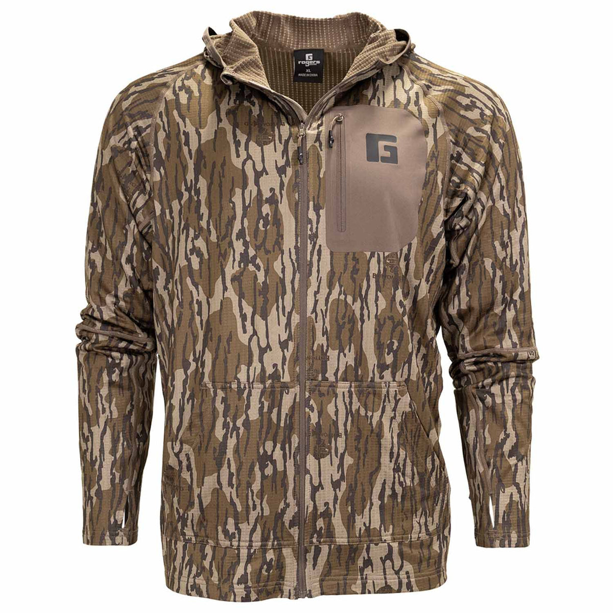 Image of Rogers Elite Full Zip Heavy Grid Hoodie in Mossy Oak Original Bottomland