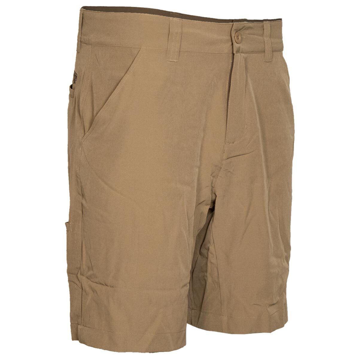 Rogers Sporting Goods Toughlite Shorts Front Angled Image in DARK KHAKI