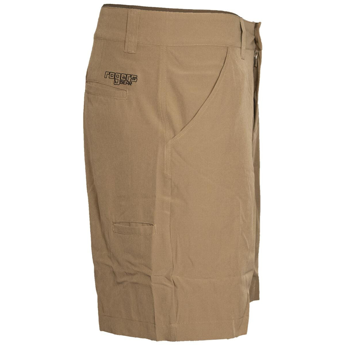 Rogers Sporting Goods Toughlite Shorts Side Image in DARK KHAKI