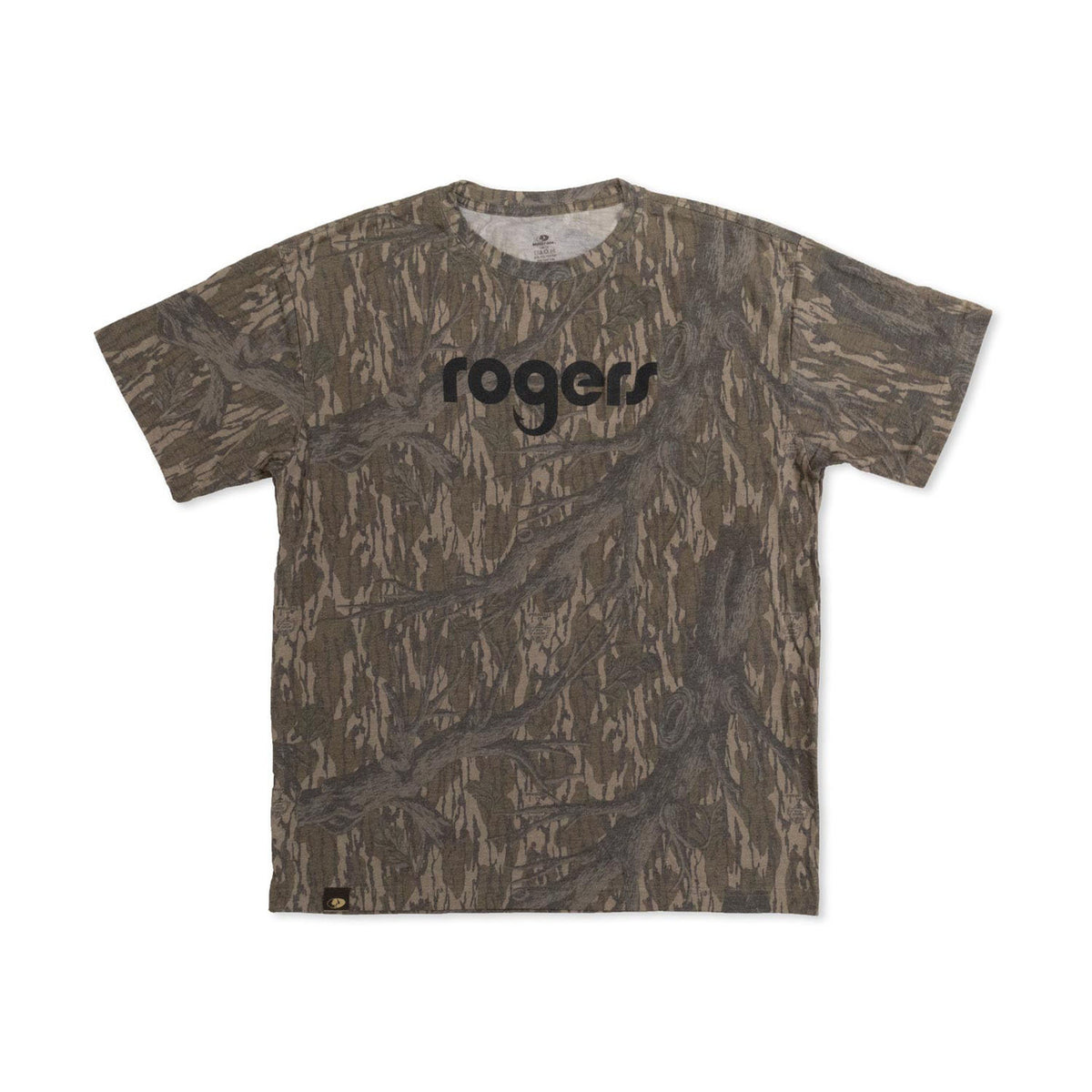 Image of the Rogers Logo Washed Out Short Sleeve Tee in Mossy Oak Original Treestand