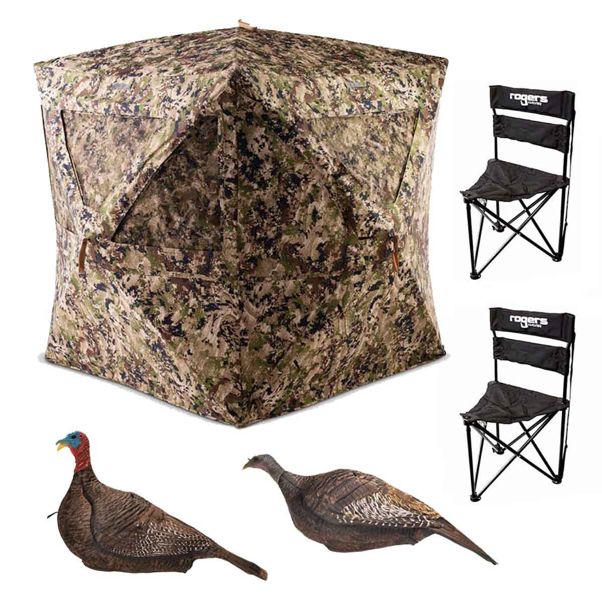 HydeOut Subalpine Turkey Ground, Chair and Decoys Bundle