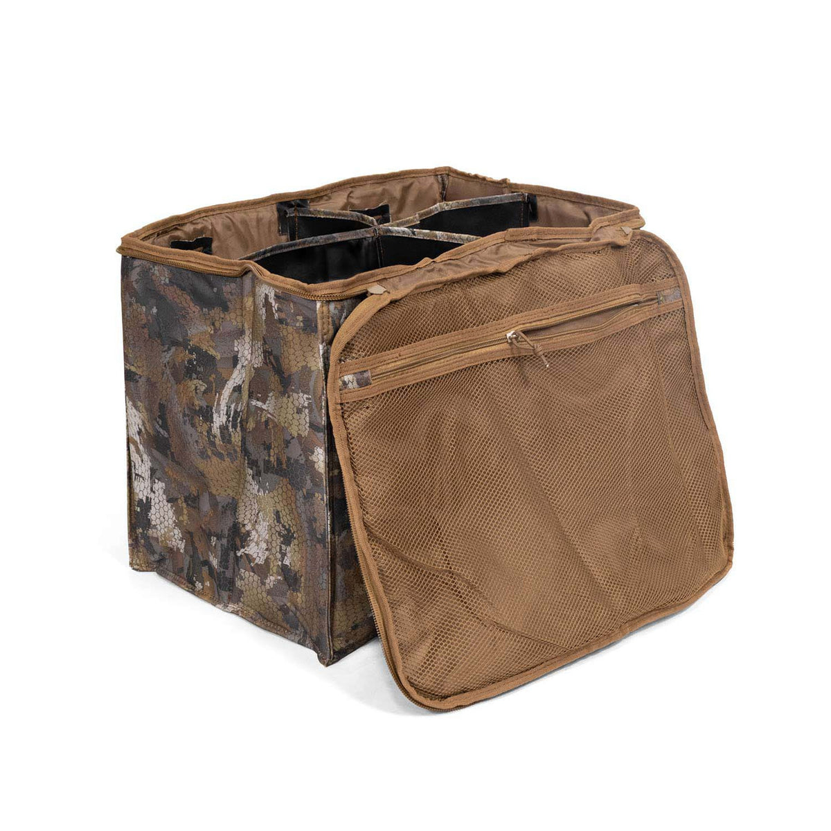 Tilted open empty image of the Rig Em Right Deluxe 4-Slot Motion Decoy Bag.