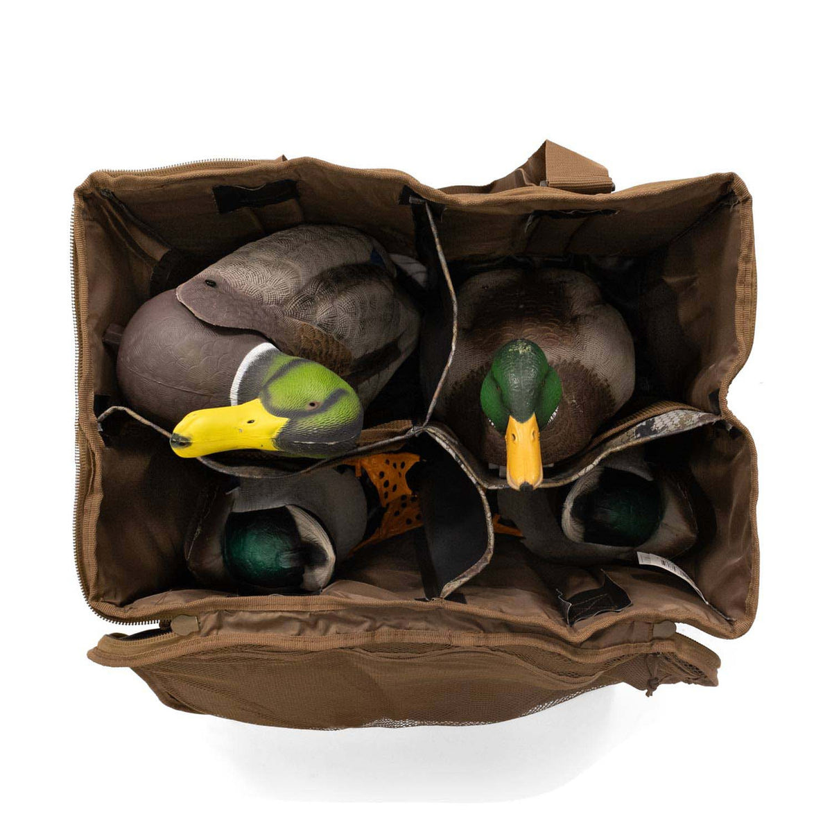 Filled slot image of the Rig Em Right Deluxe 4-Slot Motion Decoy Bag.
