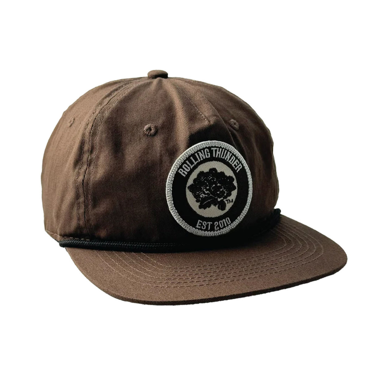 Rolling Thunder Game Calls Rope Patch Hat Image in Brown