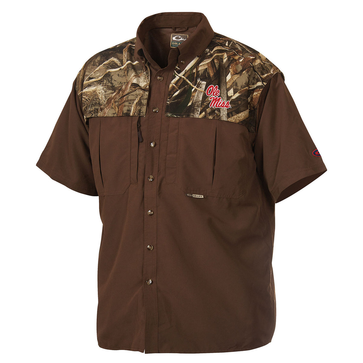 Drake Waterfowl Ole Miss Two Tone Wingshooter Short Sleeve Shirt Image