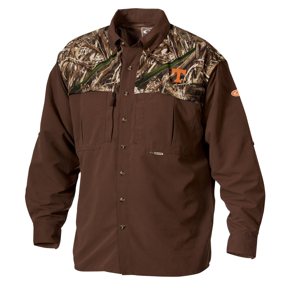 Drake Waterfowl Tennessee Two-Tone Wingshooter's Long Sleeve Shirt Image in Realtree Max 5