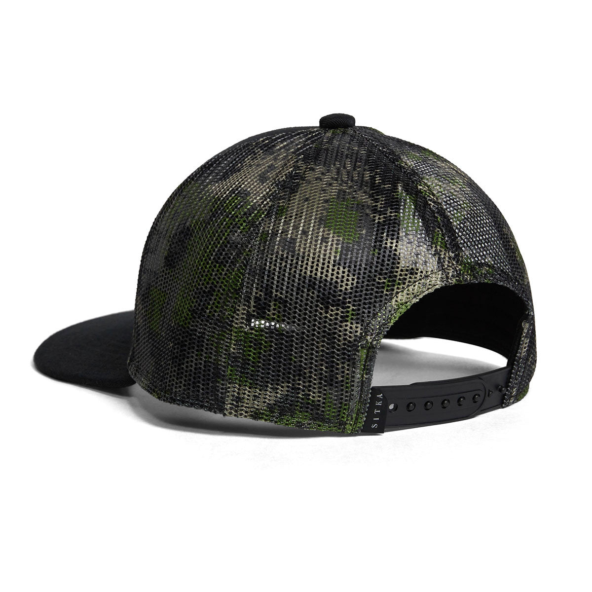 Sitka Icon Mid Pro Trucker Camo Hat Back Image in Black Cover
