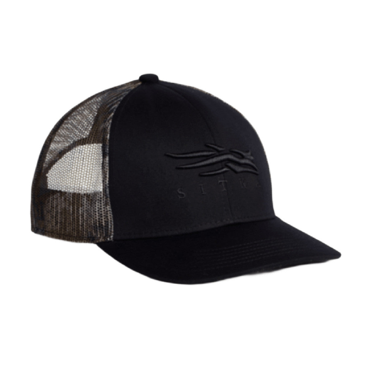Sitka Icon Mid Pro Trucker Camo Hat Image in Sitka Black-Timber