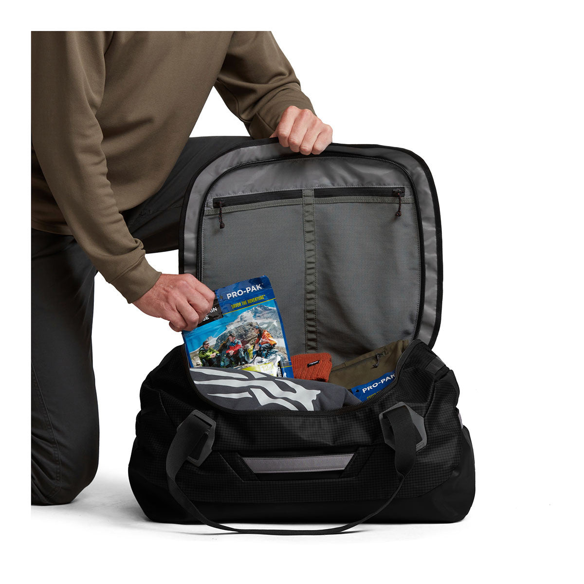 Sitka Drifter Duffel 50L Inside Image in Sitka Black