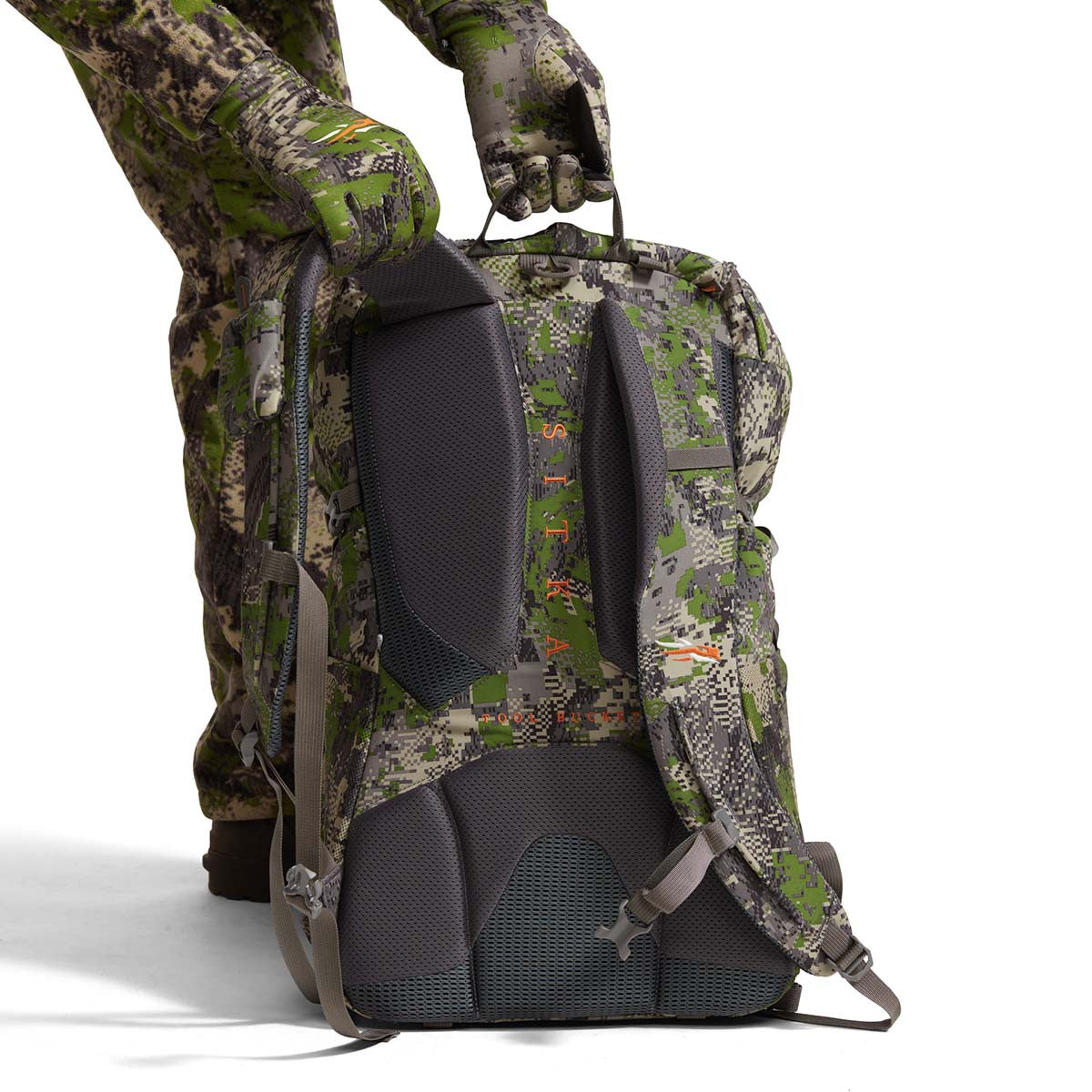 Sitka Tool Bucket Backpack Padded Straps Image in Optifade Cover