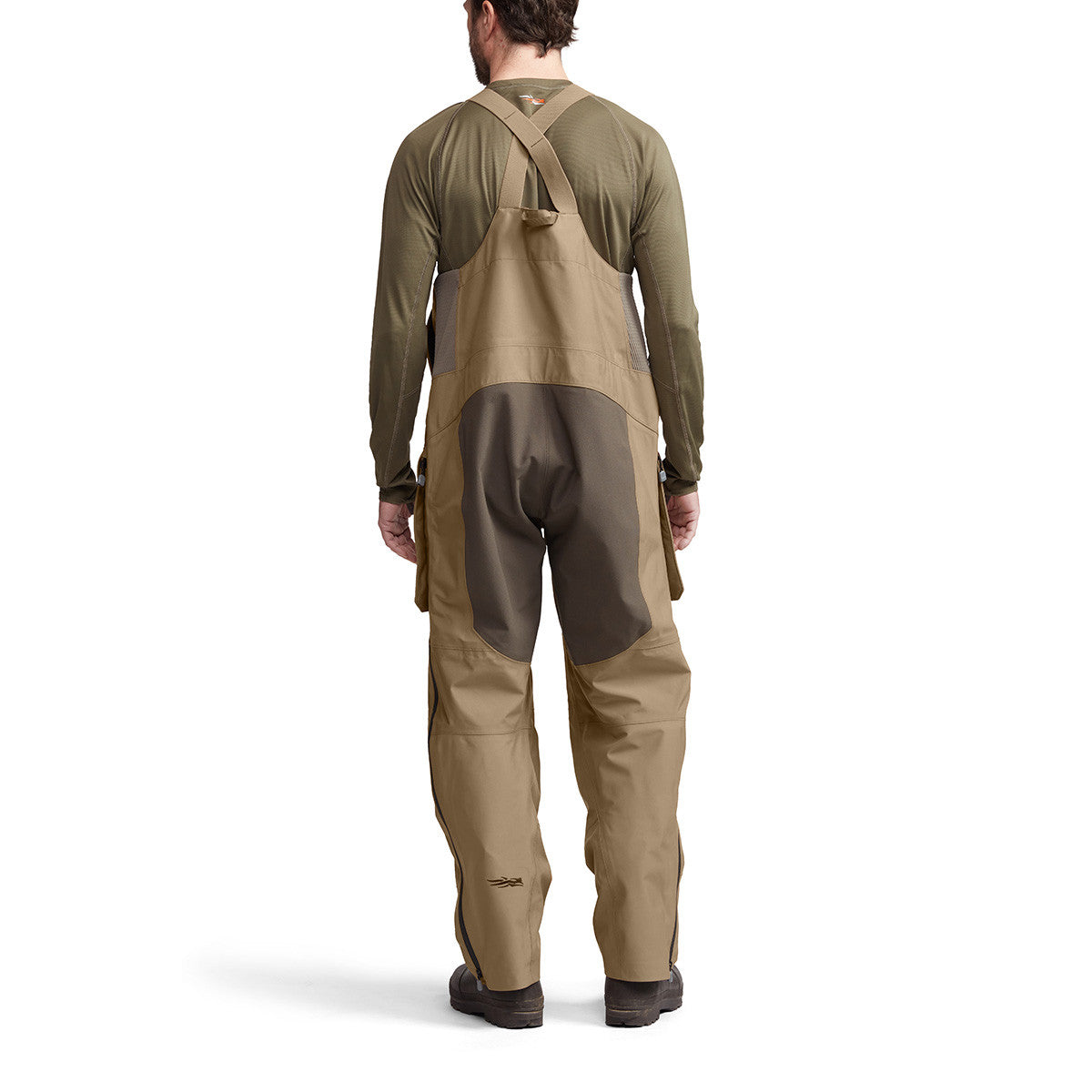 Sitka Hudson Bib Back Model Image in Dirt