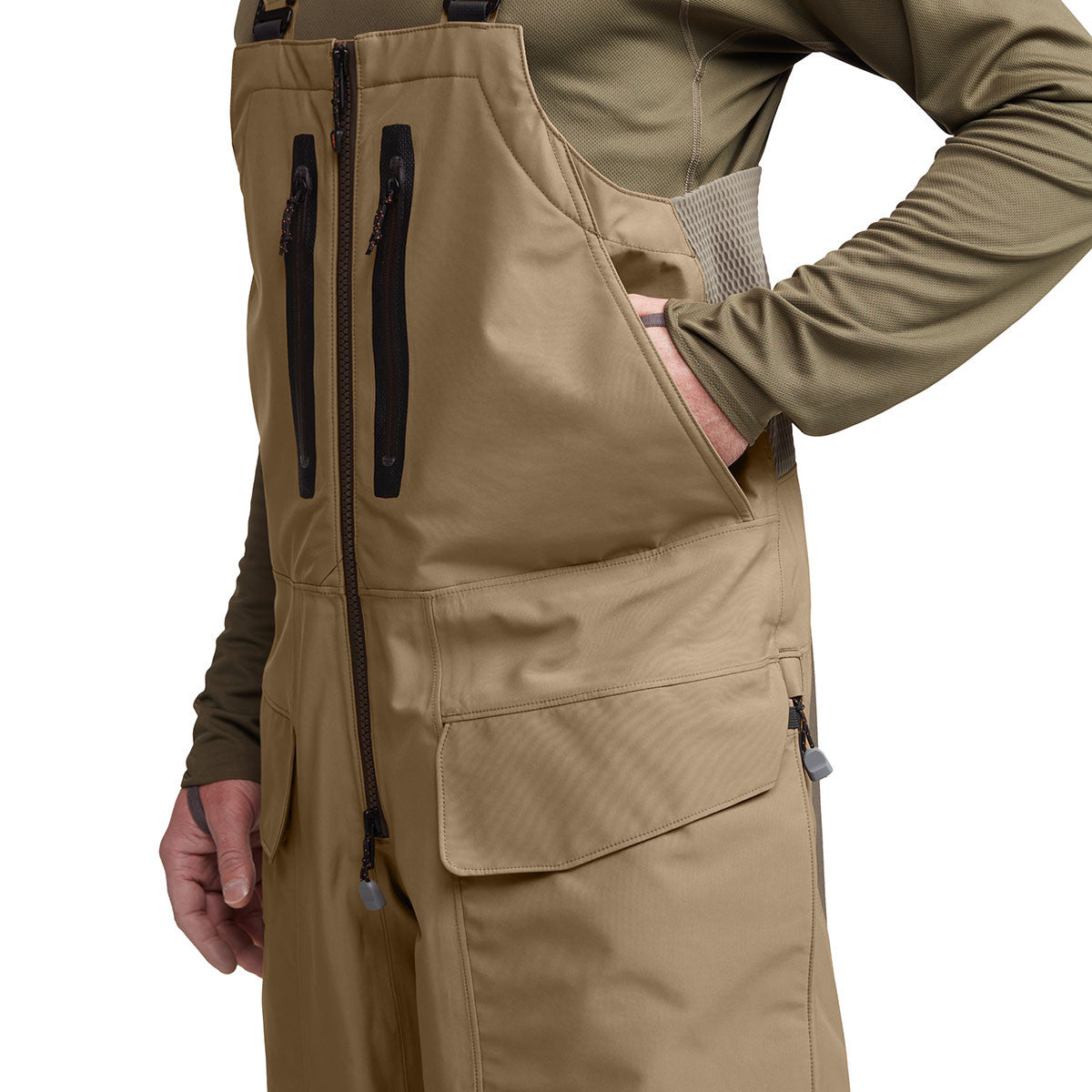 Sitka Hudson Bib Side Pocket Image in Dirt