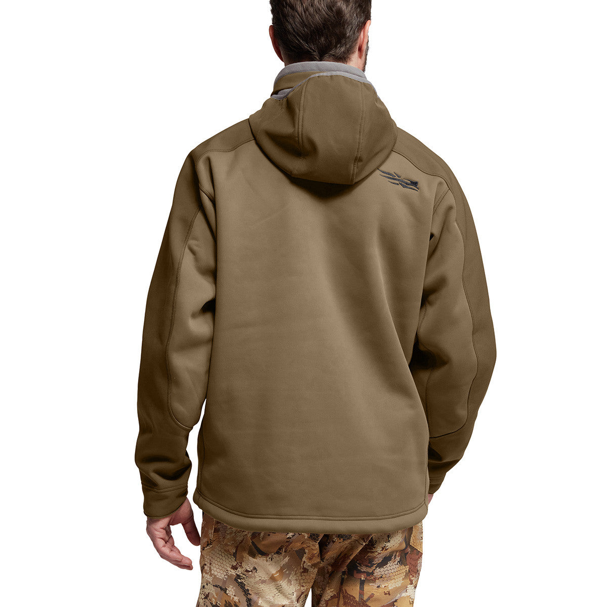 Sitka Dakota Hoodie Back Model Image in Coyote