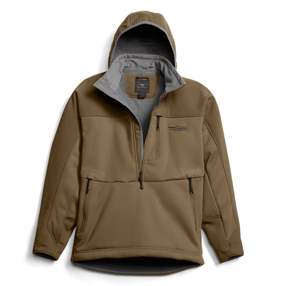 Sitka Dakota Hoodie Front Opened Collar Image in Coyote