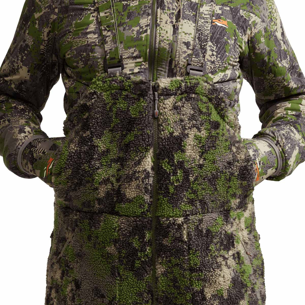 Sitka Fanatic Bib Front Pockets Image in Optifade Cover