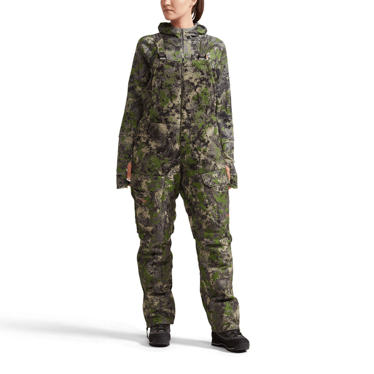 Sitka Women's Fanatic Bib Front Model Image in Optifade Cover