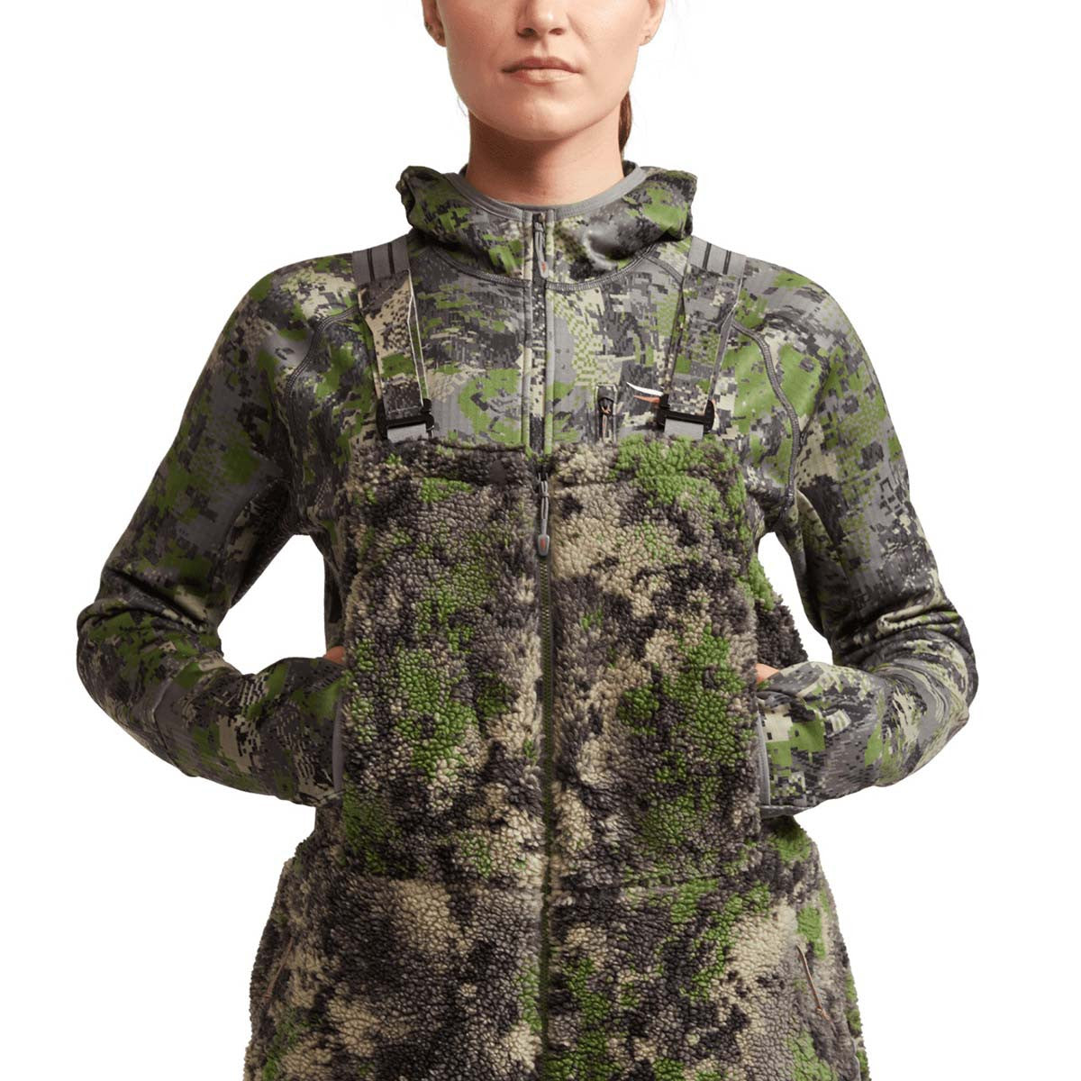 Sitka Women's Fanatic Bib Front Pockets Image in Optifade Cover