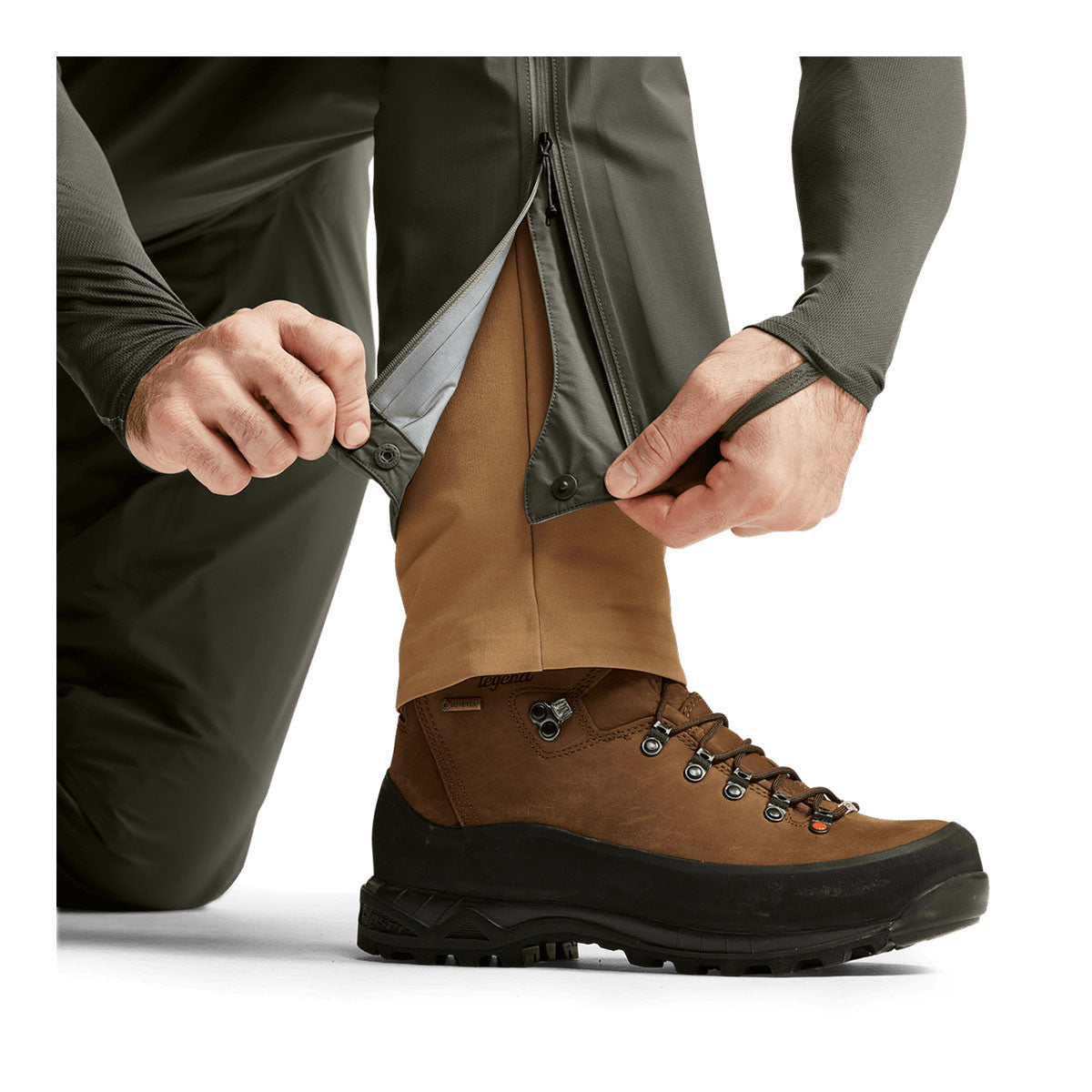 Sitka Dew Point Pant Leg Zippered Image in Deep Lichen