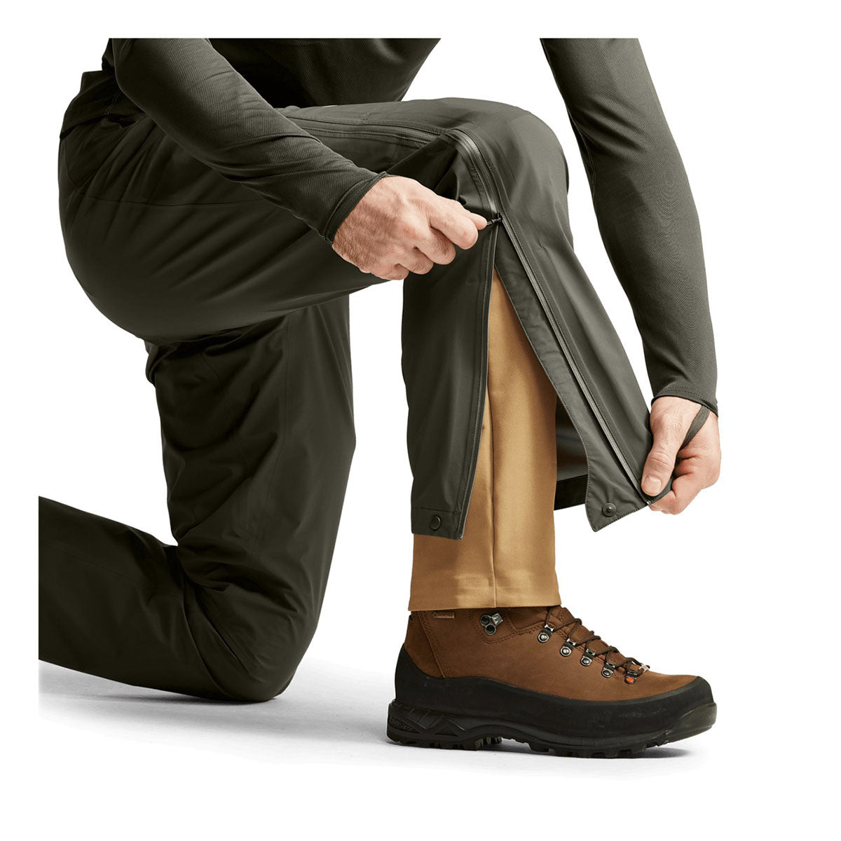 Sitka Dew Point Pant Leg Zippered Image in Deep Lichen