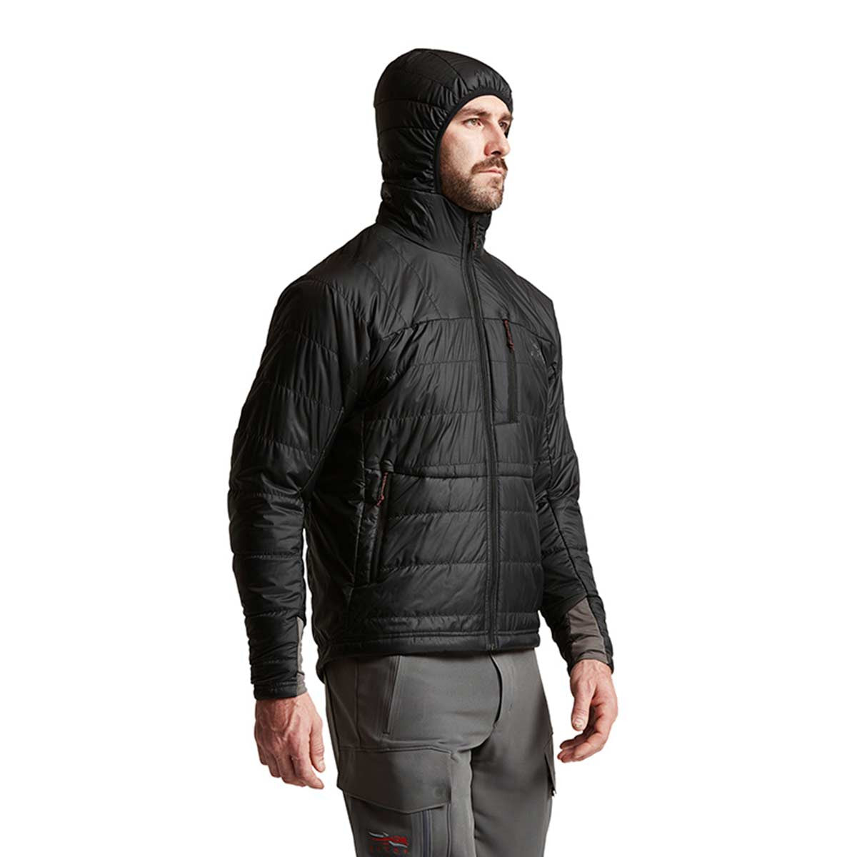 Sitka Kelvin AeroLite Jacket Angled Model Image in Black