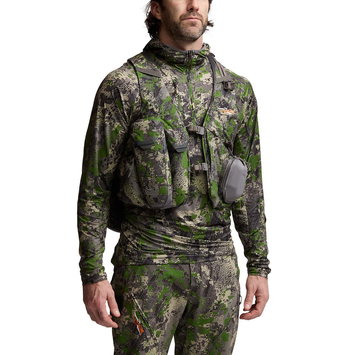 Sitka Equinox Turkey Vest Front Model Image in Optifade Cover