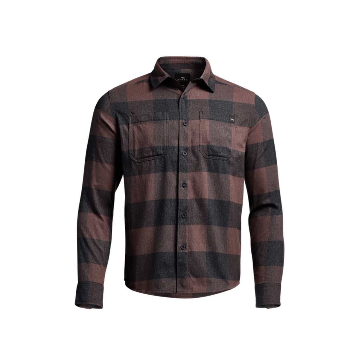 Sitka Grange Flannel, Dark Red Pyrite Plaid Variation