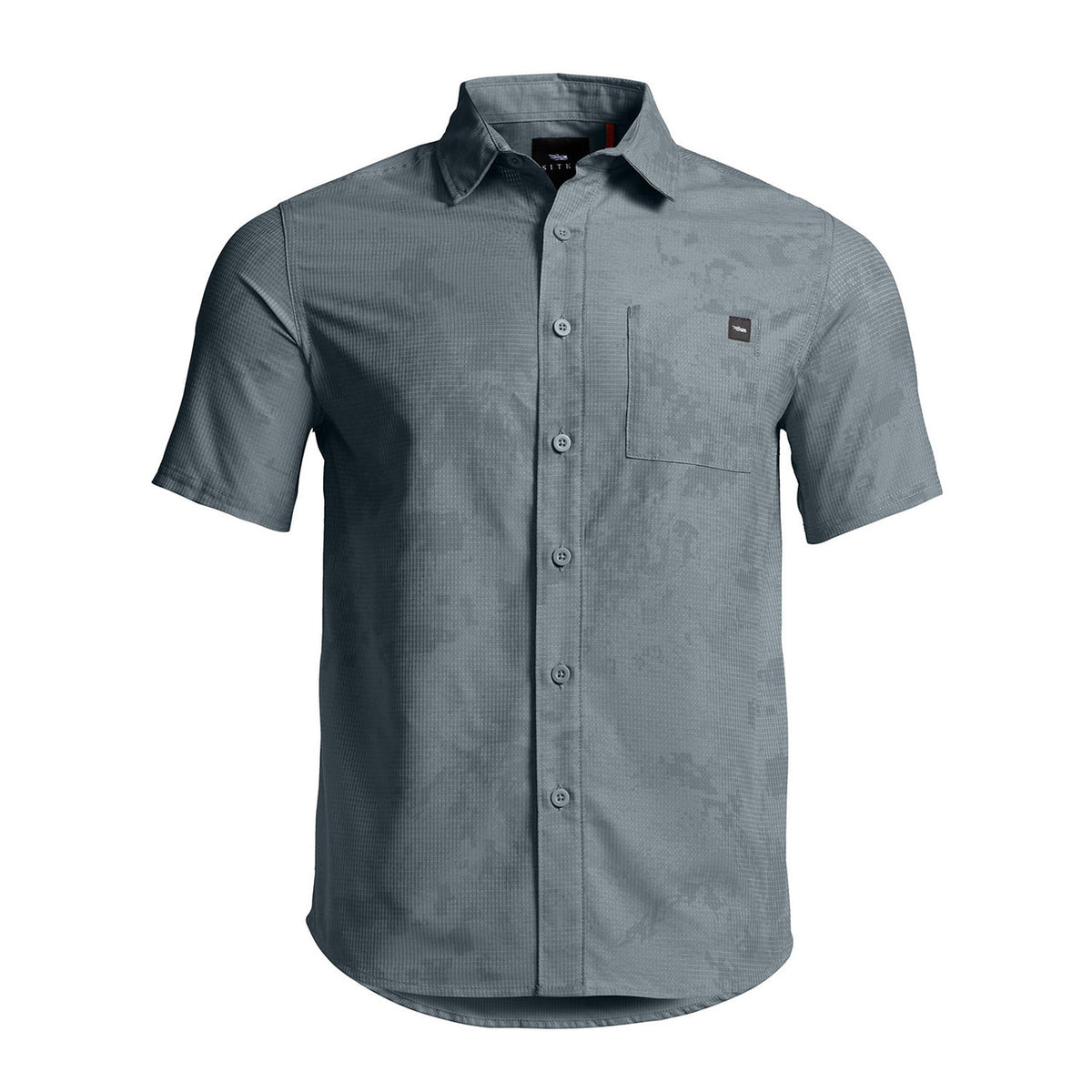 Image of Sitka Mojave Button Down Short-Sleeve Shirt Image in Bluestone Camo.