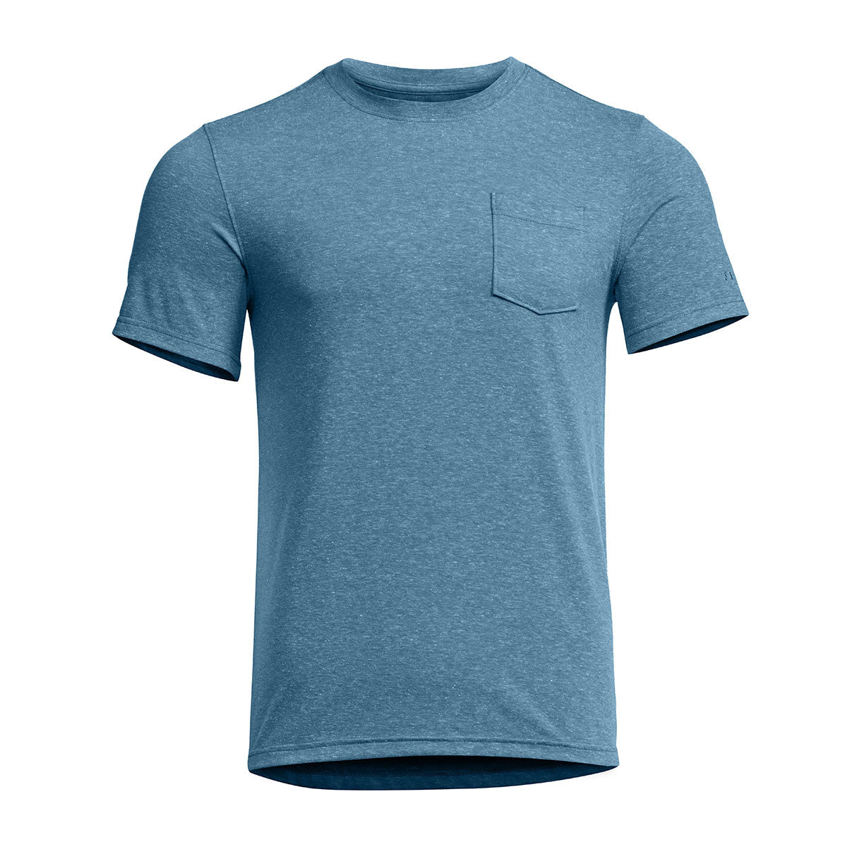 Sitka Essential Short-Sleeve Crew Front Image in Pacific Heather
