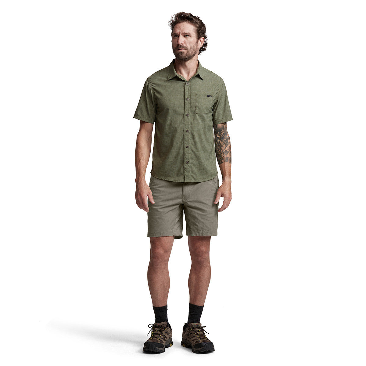 Sitka Tarmac 8" Shorts Front Model Image in Oak
