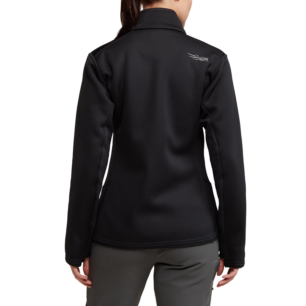 Sitka Women's Traverse Jacket Back Model Image in Sitka Black