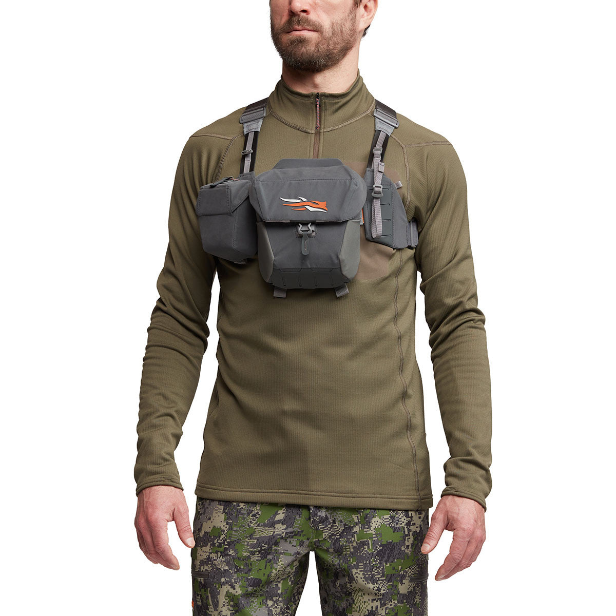 Sitka Flash Optics Harness Front Model Image in Lead