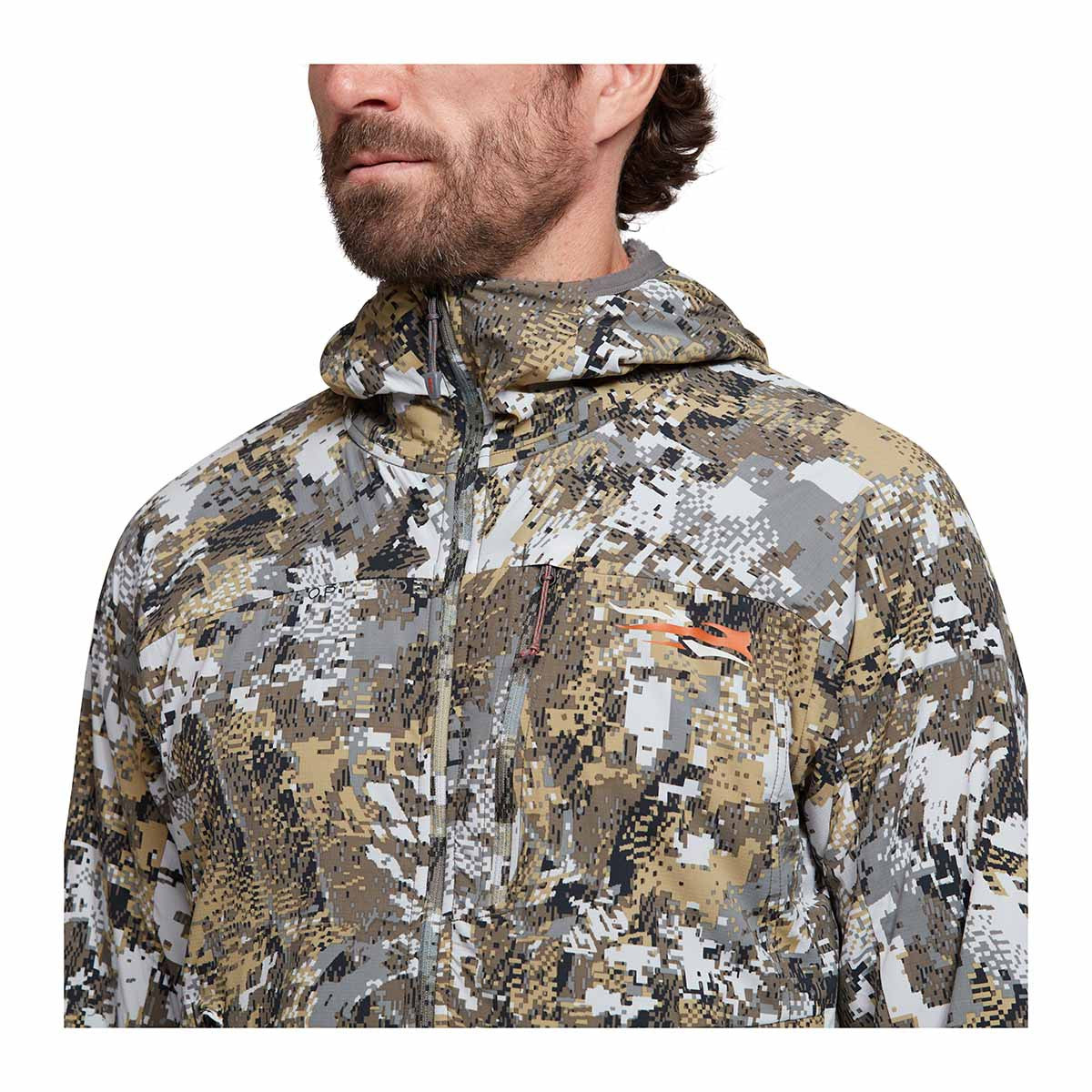 Front Chest Image of the Sitka Ambient 100 Hooded Jacket.