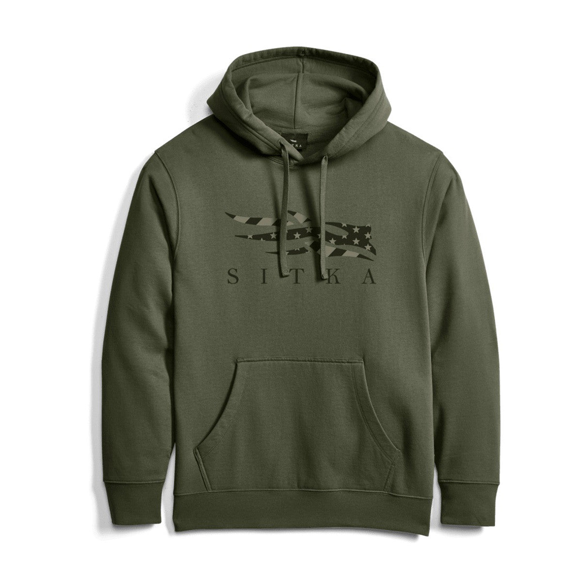 Icon Flag Pullover Hoodie Image in Olive Green