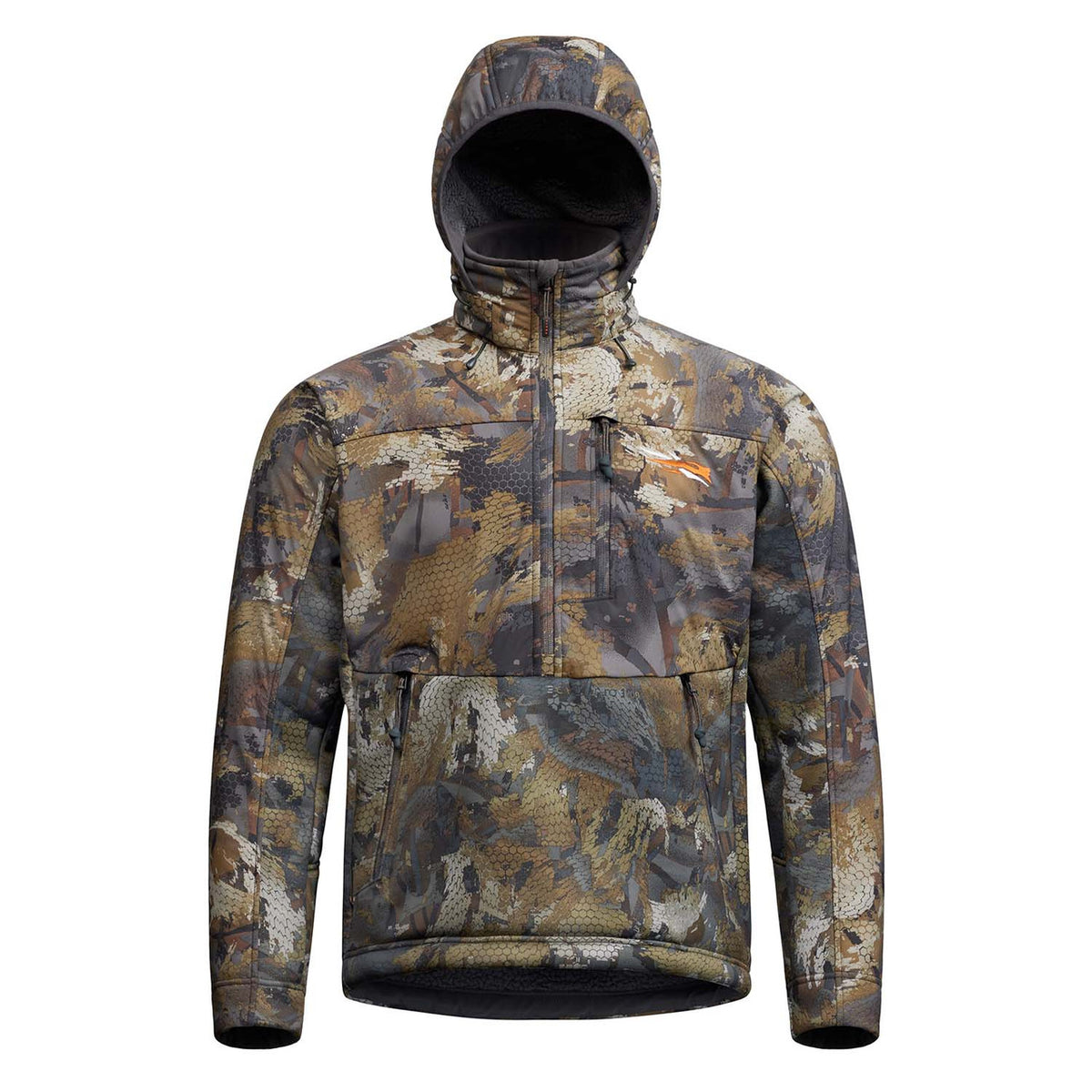 Sitka Duck Oven LT Hoodie Image in Optifade Timber