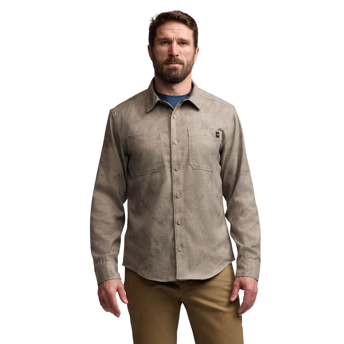 Sitka Bridger Camo Long-Sleeve Flannel Front Model Image