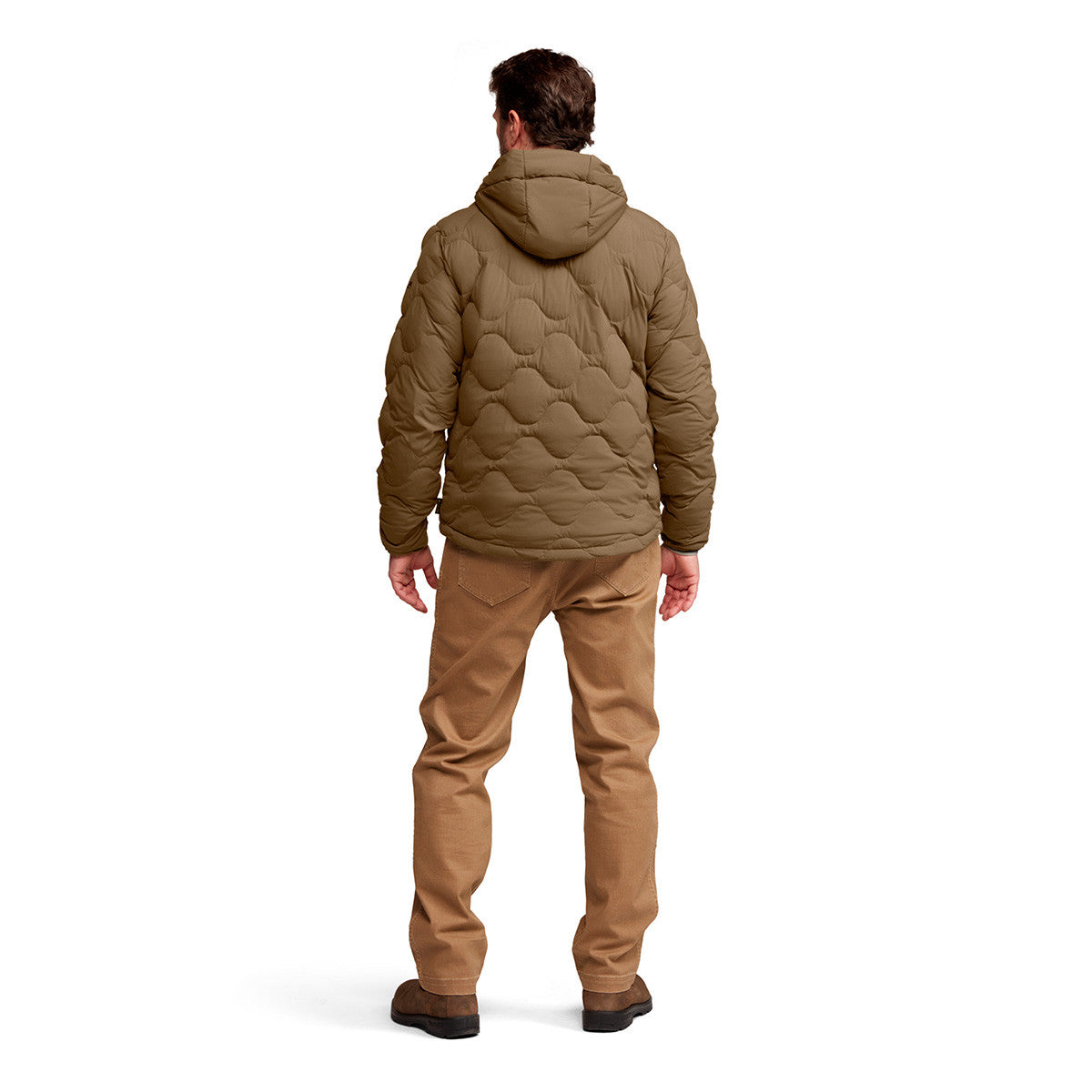 Sitka Ridgeland Hooded Jacket Model Back Image in Coyote