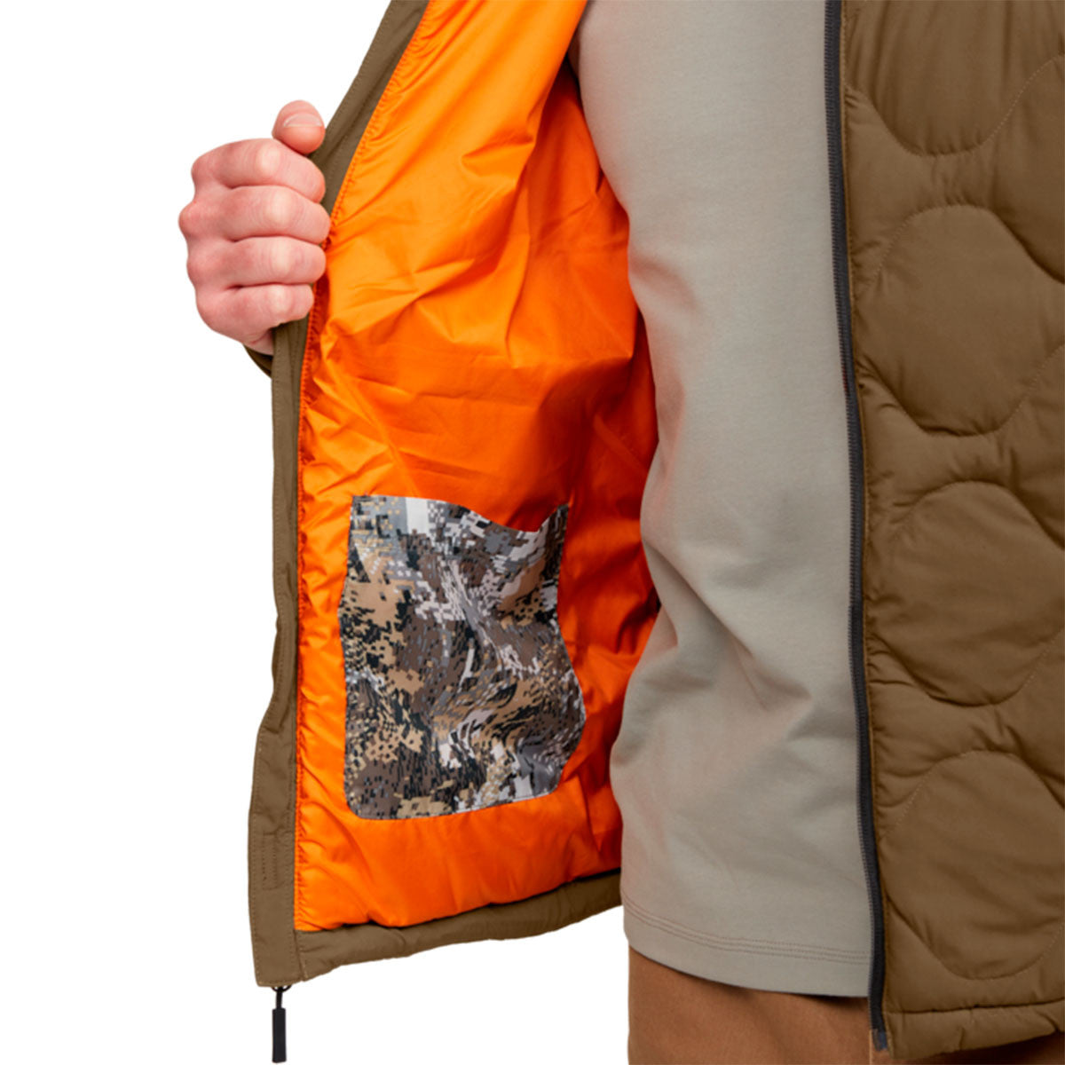 Sitka Ridgeland Hooded Jacket Inside Pocket Image in Coyote