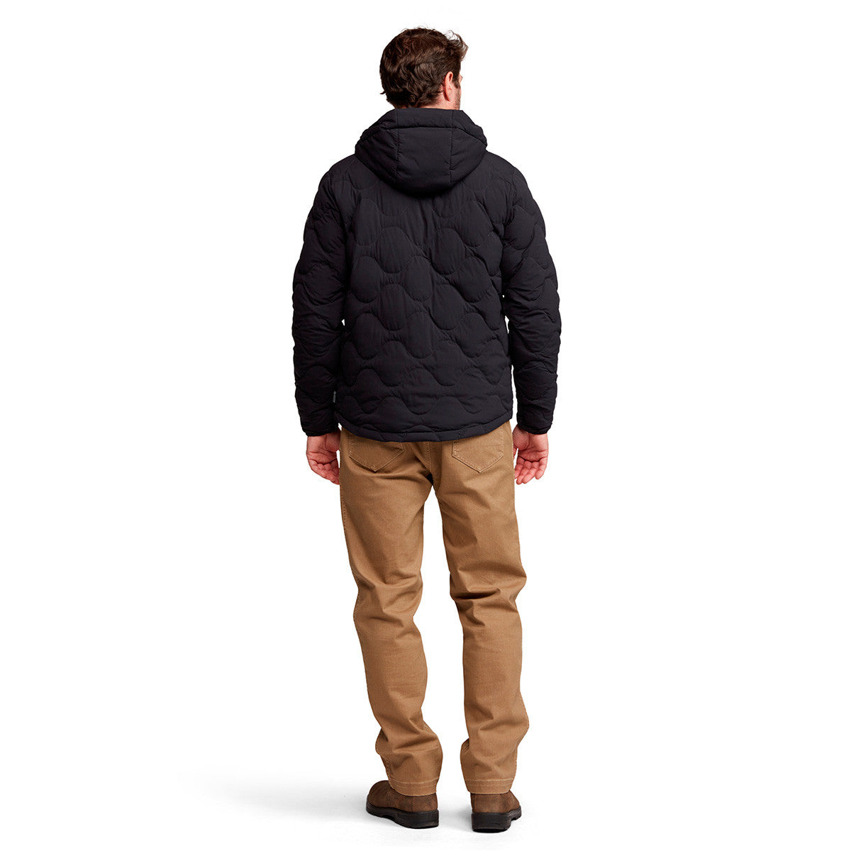 Sitka Ridgeland Hooded Jacket Model Back Image in Sitka Black