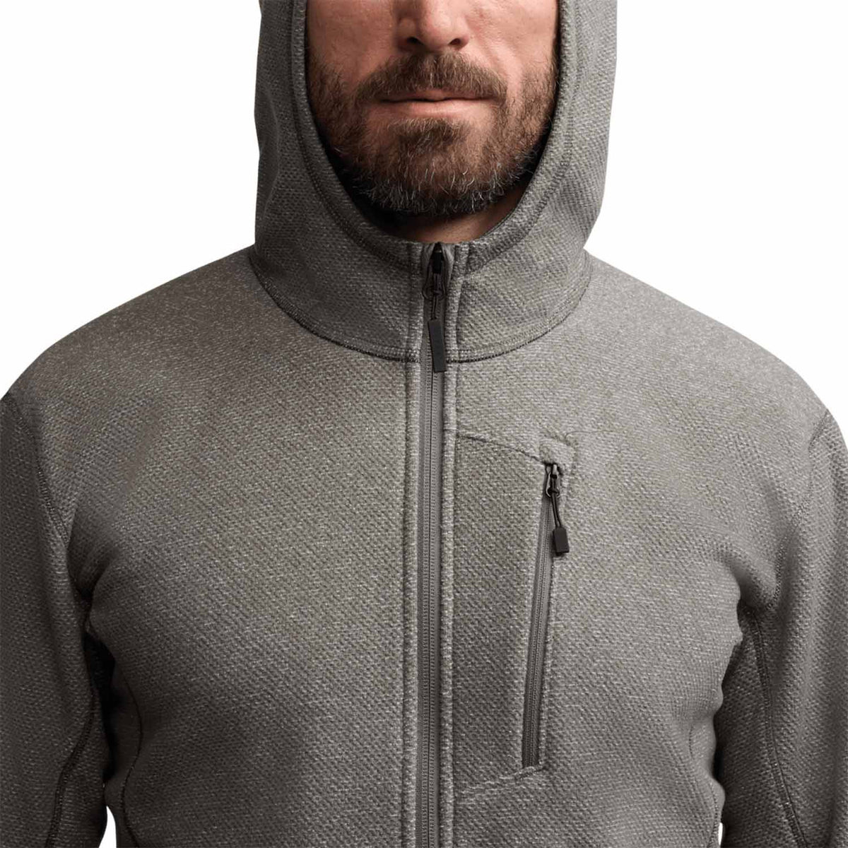 Sitka Snowcrest Full-Zip Hooded Fleece Chest Zipper and Pocket Image