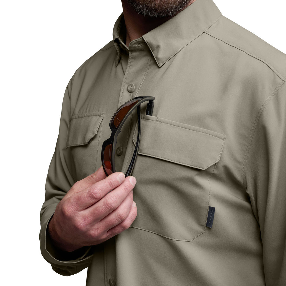 Sunglass Holder Image on the Sitka Rossby Long Sleeve Shirt.