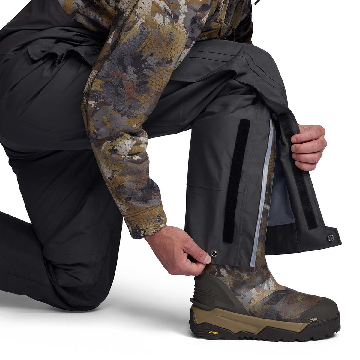 Leg Velcro Closure Image of the Sitka Hudson Insulated Bib.