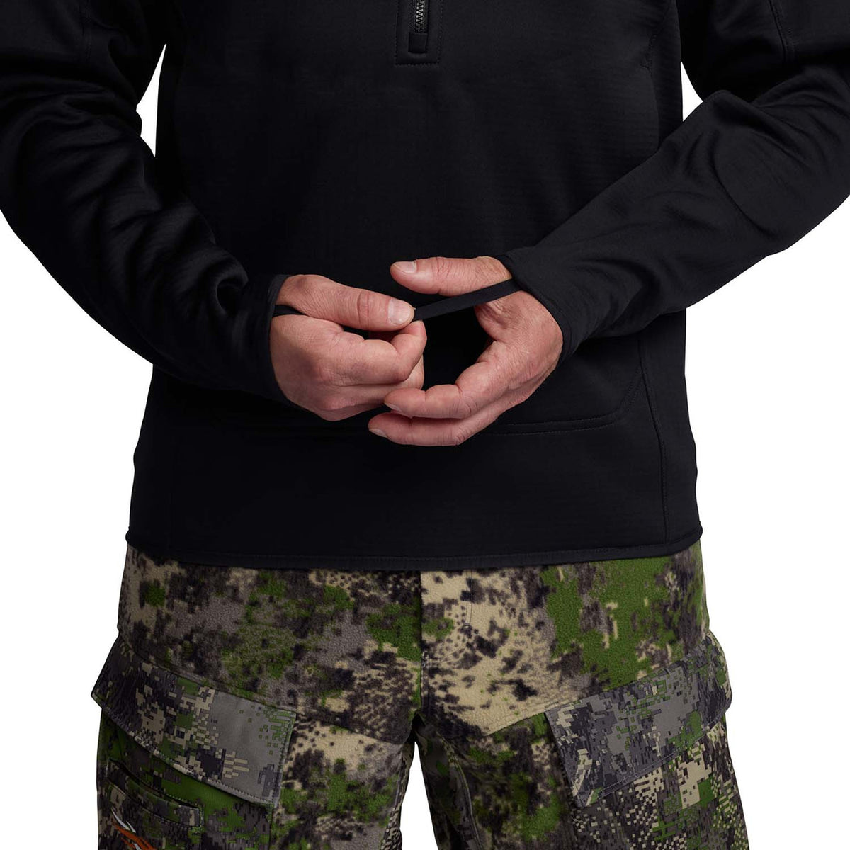 Thumb Loops Image on the Sitka Solace Hoodie.