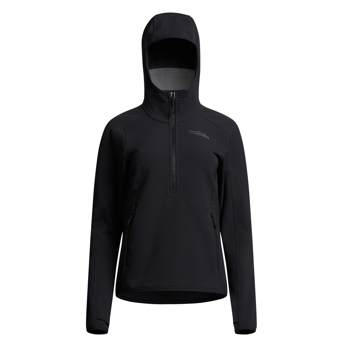 Image of the Sitka Women's Alpha Fleece Hoodie in Sitka Black