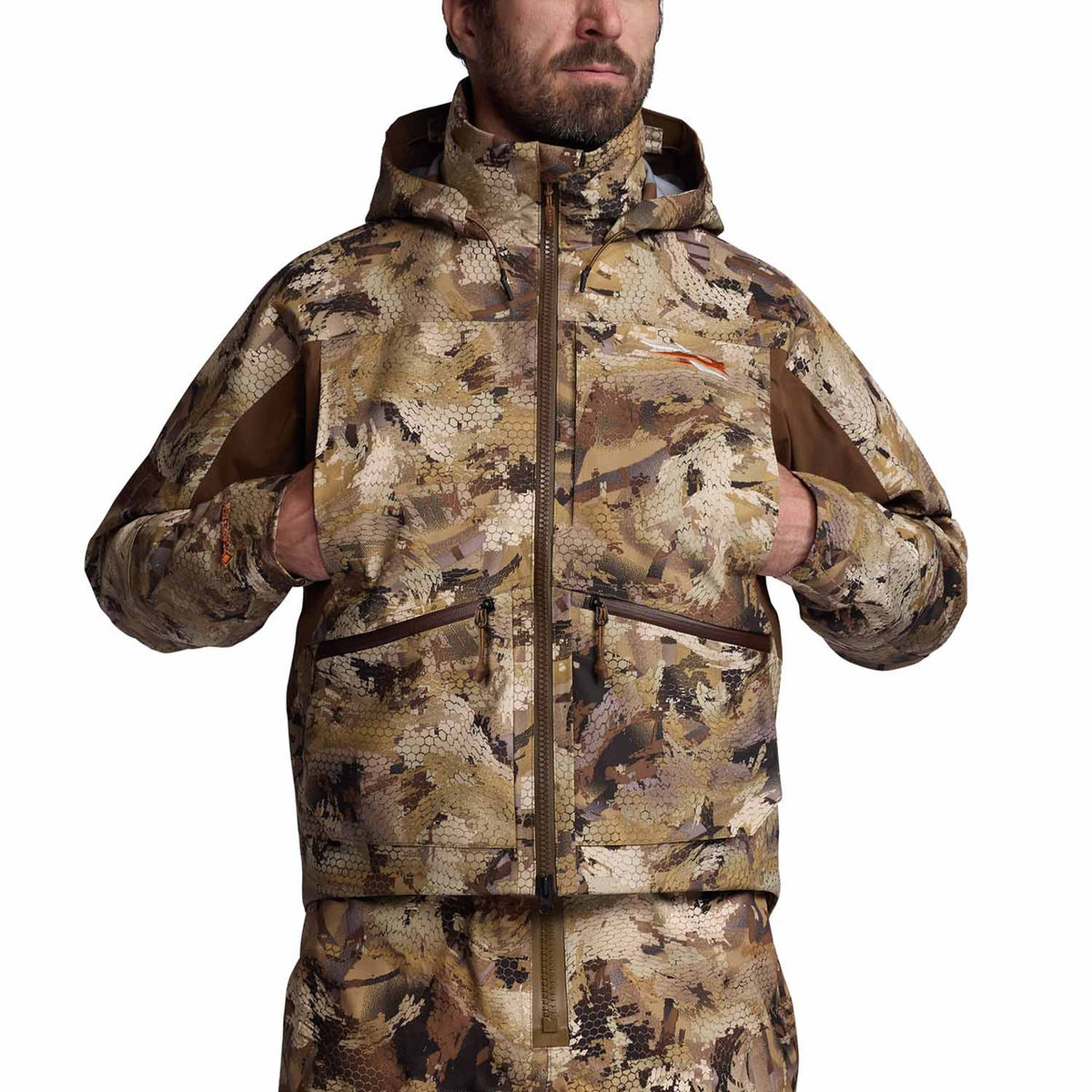 Front Chest Pockets Image of the Sitka Delta Wading Jacket.