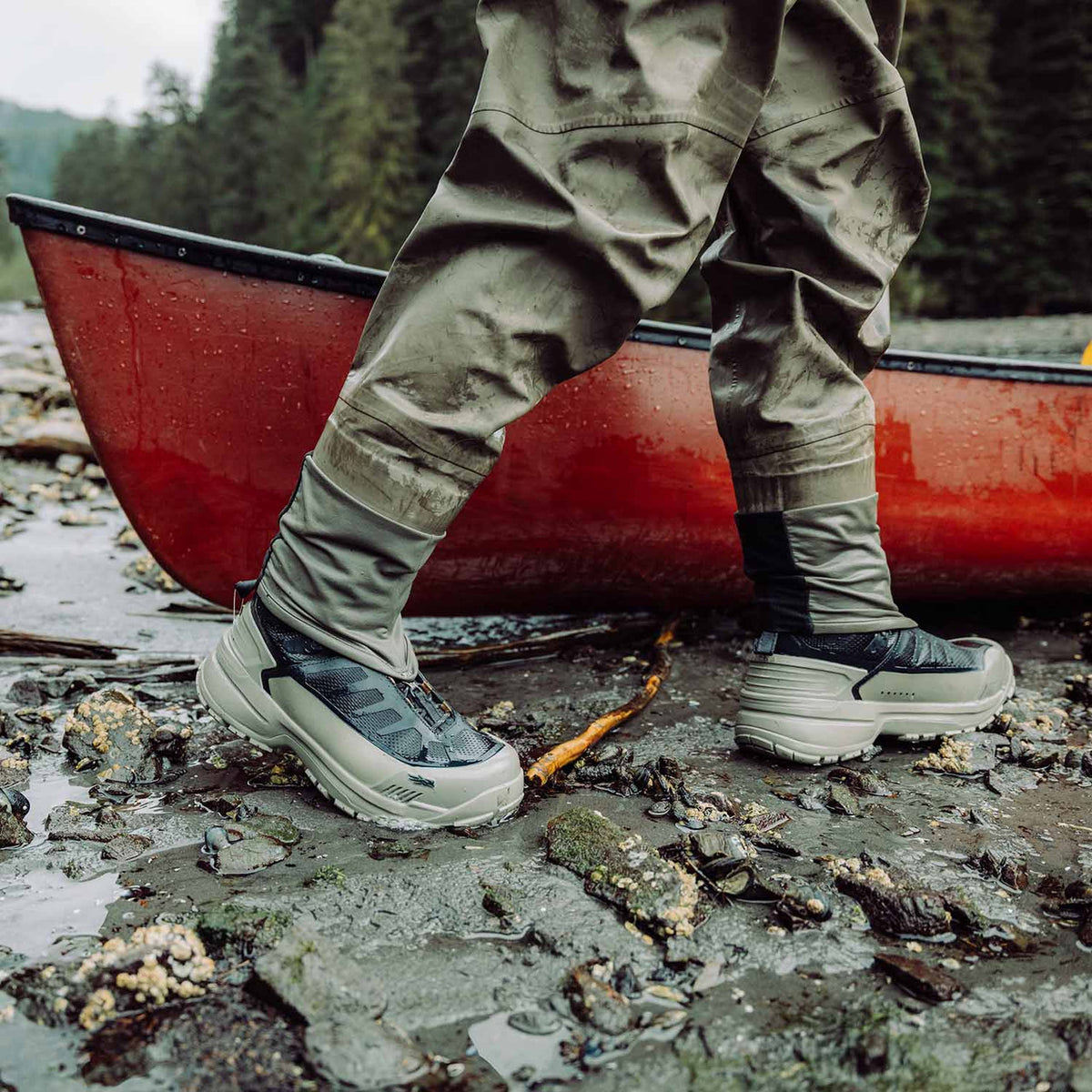 Lifestyle Image of the Sitka Torrent Pro Wading Boots.
