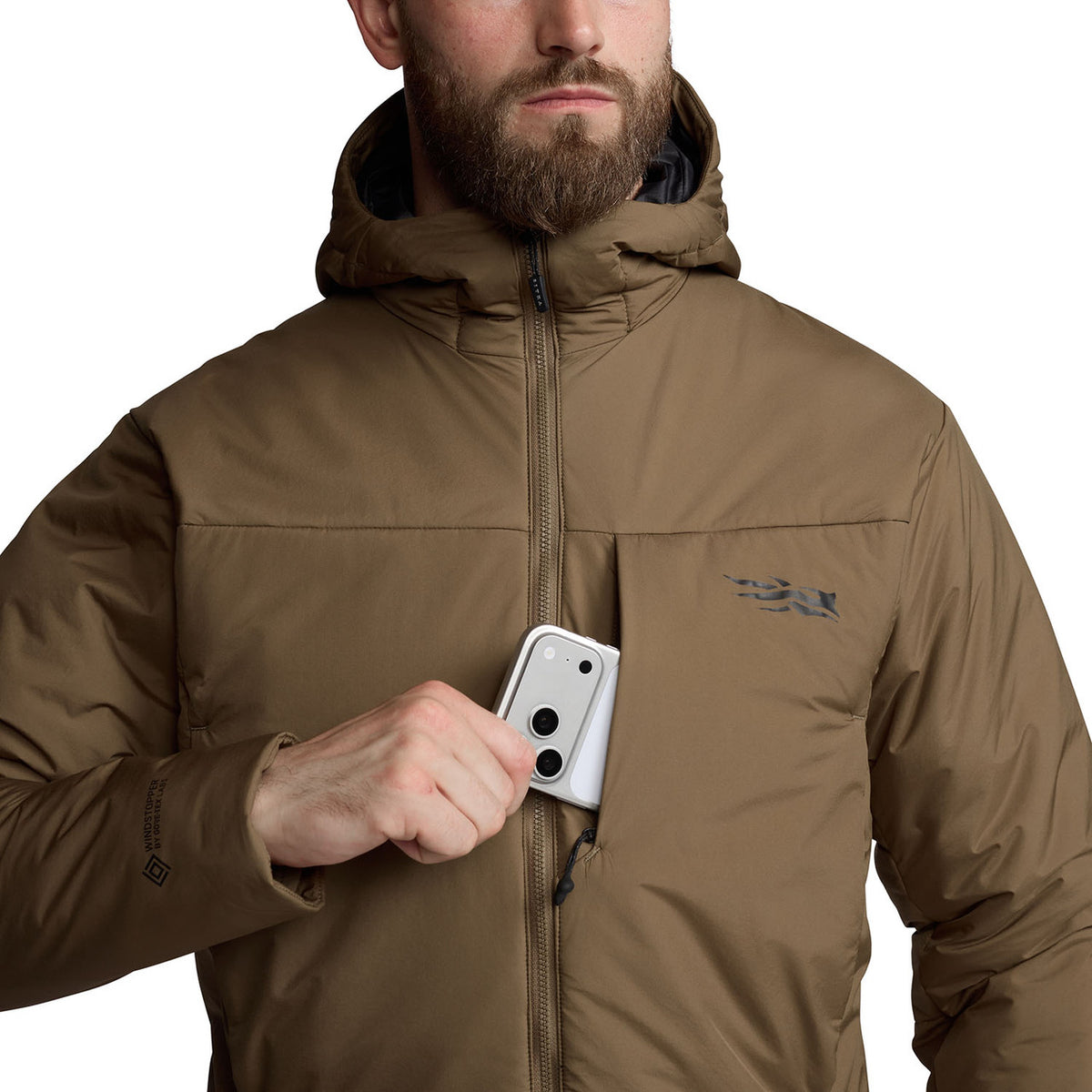 Chest Pocket Image of the Sitka Kelvin Pro Hooded Jacket.